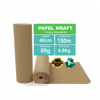 Papel Kraft 40cm De Largura x 100 Metros Gramatura 80 Monolúcido