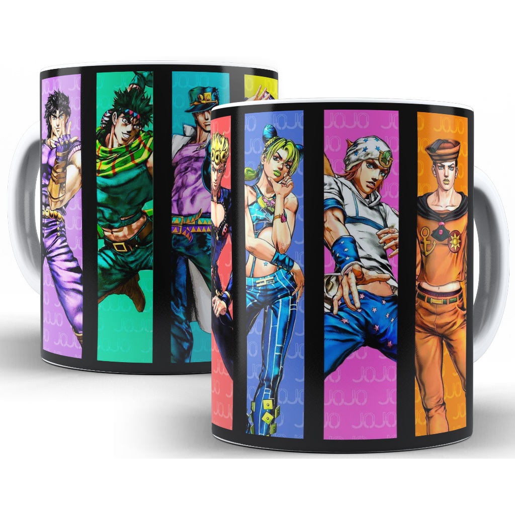 Caneca JoJo's Bizarre Personagens Coloridos