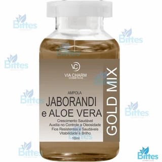 AMPOLA DE JABORANDI E ALOE VERA GOLD MIX VIA CHARM COSMÉTICOS CRESCIMENTO SAUDÁVEL CABELOS