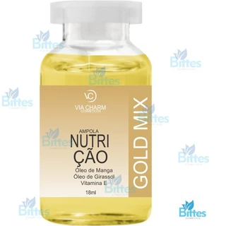 AMPOLA DE NUTRIÇÃO GOLD MIX VIA CHARM COSMÉTICOS FIOS POROSOS E SEM VIDA CABELOS