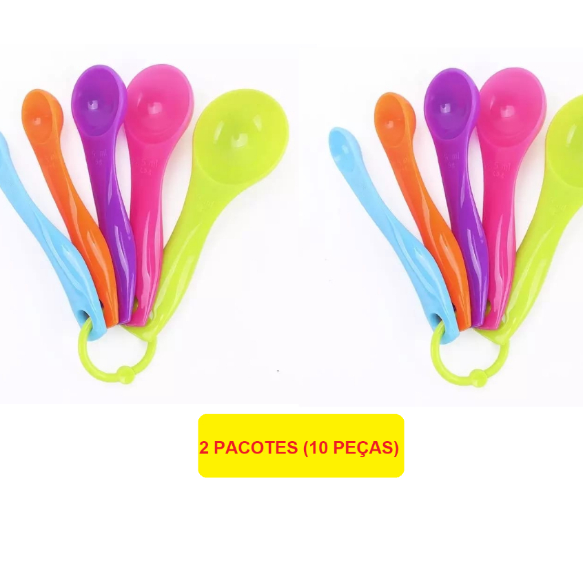 Mini Colher Medidora Várias Medidas Multicolorida 15ml 7,5ml 5ml 2,5ml ...