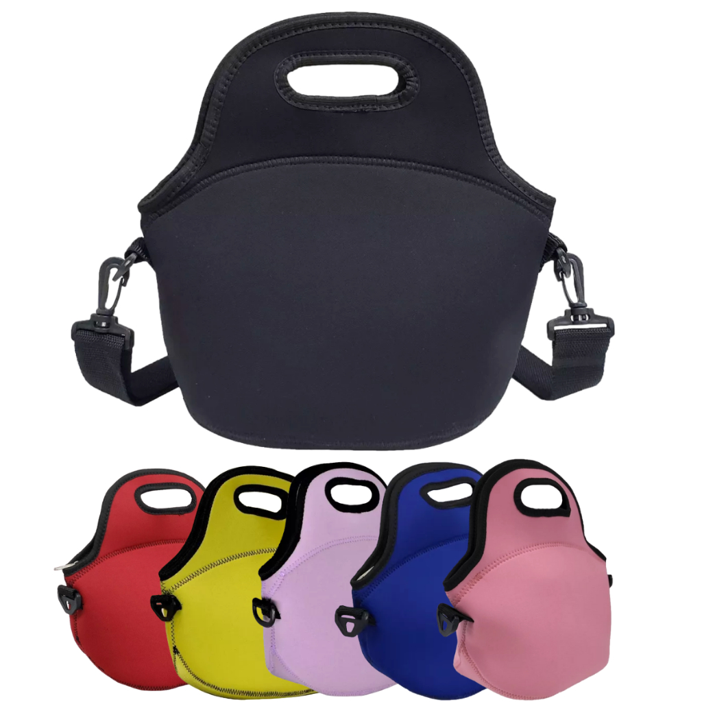 Lancheira Térmica Bolsa Marmita Fitness Neoprene Portátil Lanche Viagem Necessaire Comida Alça Marmiteira Diversas Cores e Modelos