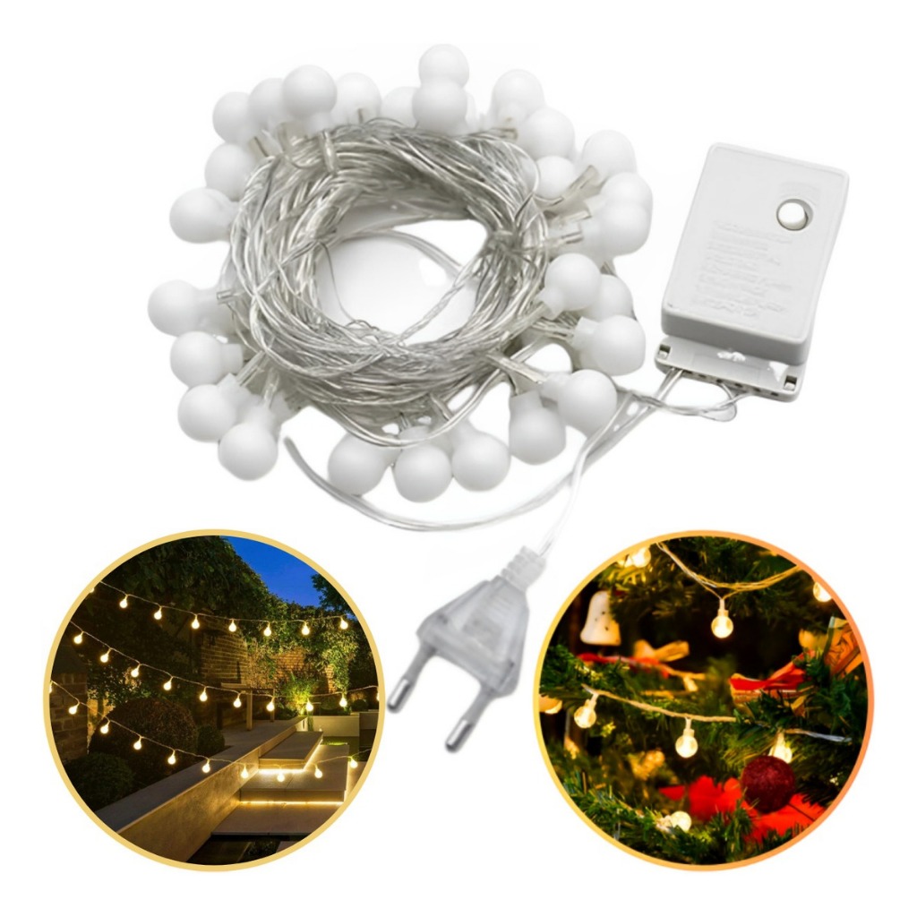 Varal LED Pisca-Pisca Natal De 8 Metros Com 8 Funções com 100 Bolinhas ...