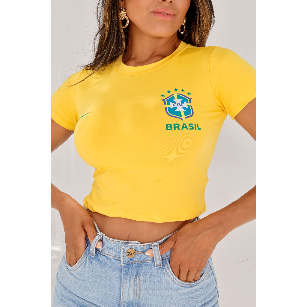 Camisa Feminina do Brasil Baby Look - Edição Limitada para a Copa