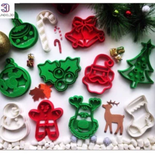 Kit 11/10 Cortadores Formas para Biscoito De Natal Impressão 3D Bolacha Cookie Massa Pasta Americana