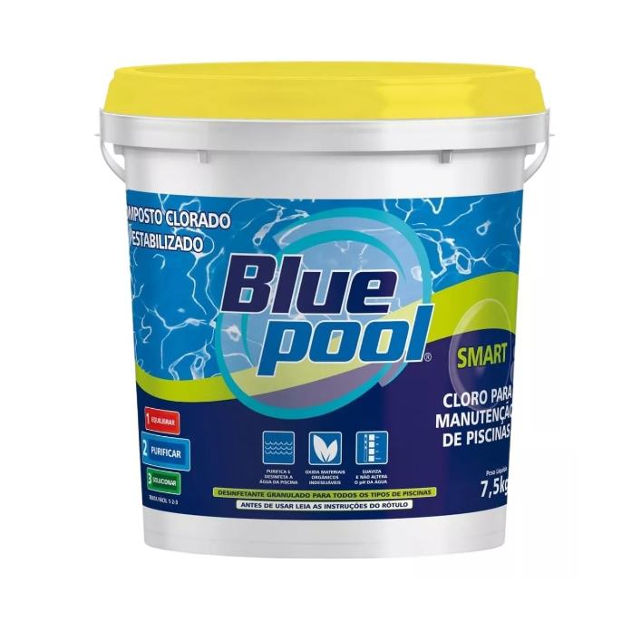 CLORO PARA PISCINA MULTIAÇÃO SMART BLUEPOOL BY FLUIDRA BALDE 7,5 KG
