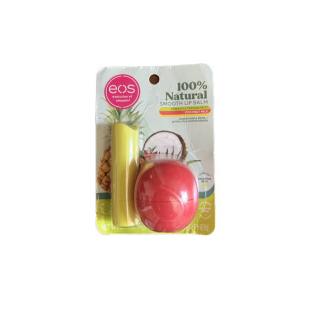 KIT EOS 2 unidades de Abacaxi e Coco Hidratante Labial | Shopee Brasil