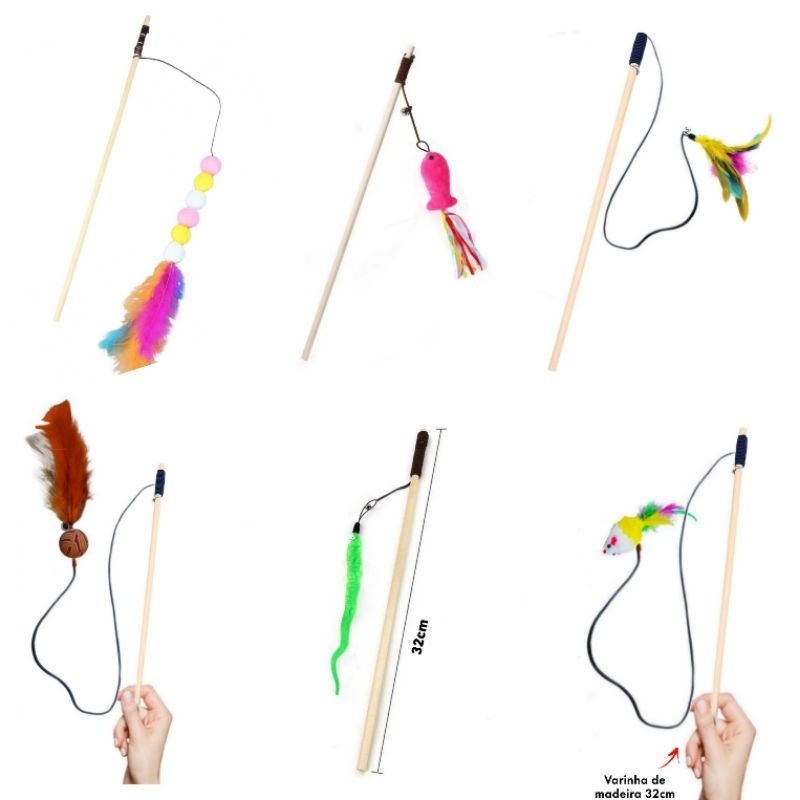variedade brinquedo Varinha para Gatos divertido colorido pet shop Cat toys gato