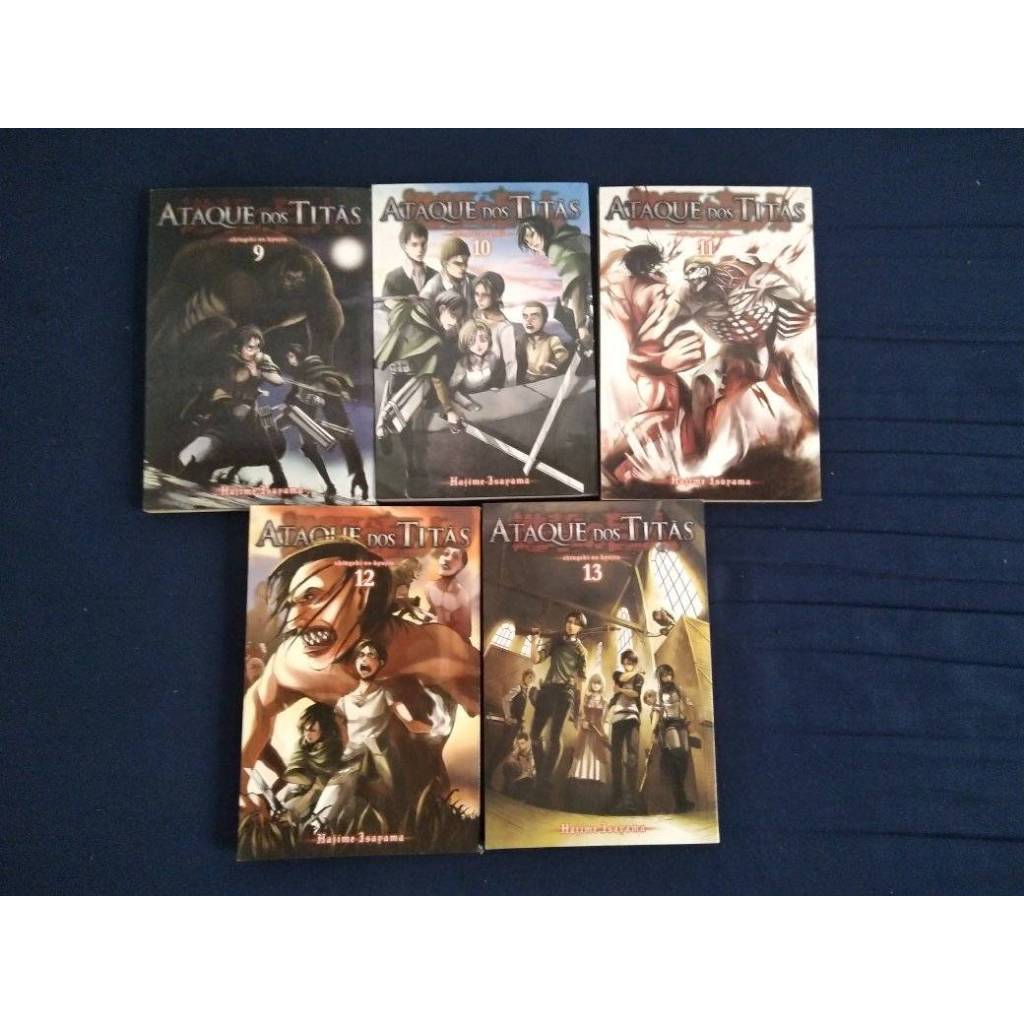 Lote de Mangá Ataque de Titãs 9 ao 13