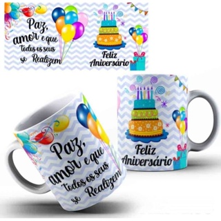 Caneca Personalizada Feliz Anivers Rio Azul Ml Porcelana Shopee