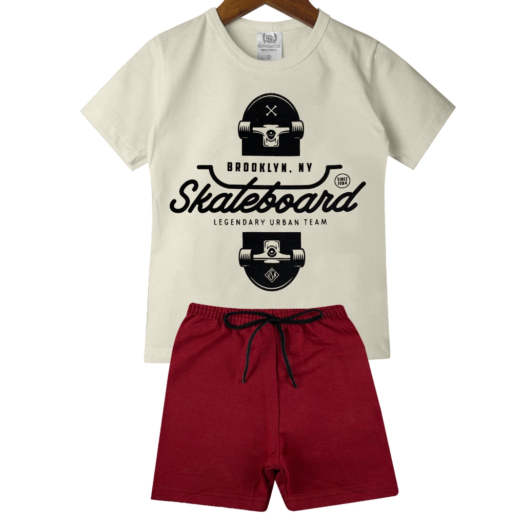 Conjunto Infantil Juvenil Masculino Menino - Duas Peças: Bermuda + Camiseta - Tamanho 02 a 14