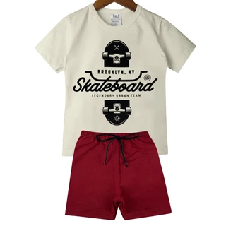 Conjunto Infantil Juvenil Masculino Menino - Duas Peças: Bermuda + Camiseta - Tamanho 02 a 14