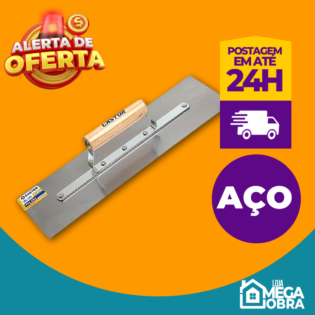 Desempenadeira aço para Gesso Massa Corrida 10x35cm Lisa Cabo fechado - Castor