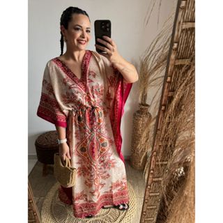 Vestido Kaftan Felicia longa moda Boho Hippie plus size