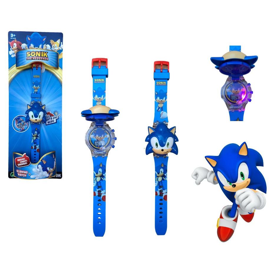 Relógio infantil Sonic the Hedgehog a quartzo com pulseira de plástico,  azul, 17,75 (modelo: SNC4028)