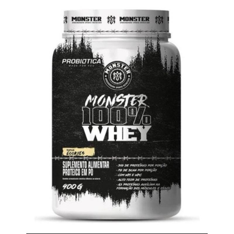 Monster 100% Whey Protein 900g da Probiotica Sabor Cookies