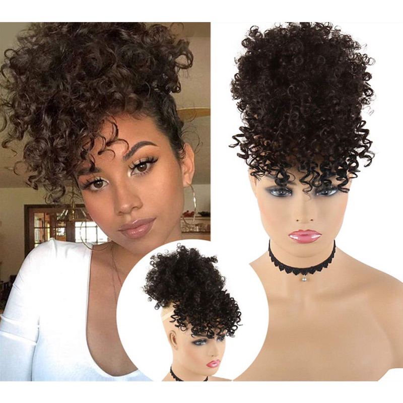 Afro puff com franja afro | Shopee Brasil