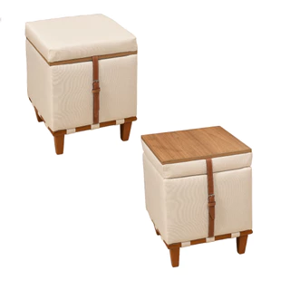 Kit 2 Puff Baú Decorativo Mesa de Centro Múltiplas Funções Quadrado