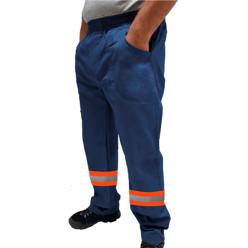 Calça De Uniforme Profissional Com Faixa Refletiva Laranja Brim Pesado ...