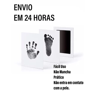 Almofada em Conjunto Com Tinta Preta Para Impressão Mão e Pé Bebê Recém-Nascido