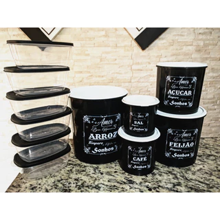 kit 11 peças mantimentos jogo plástico/Porta mantimentos e organizadores de cosinha