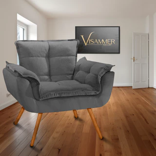 Poltrona Poltrona Visammer Confortável Sofisticada com Fibra Siliconada Em Suede e Design Moderno