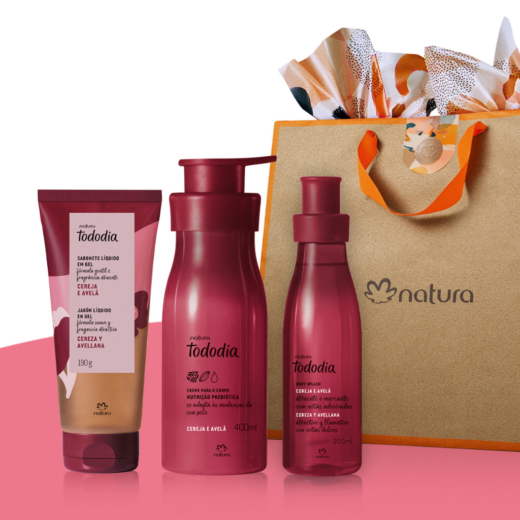 Kit Cereja e Avelã Natura Tododia Body Splash 200 ml Hidratante 400 ml ...