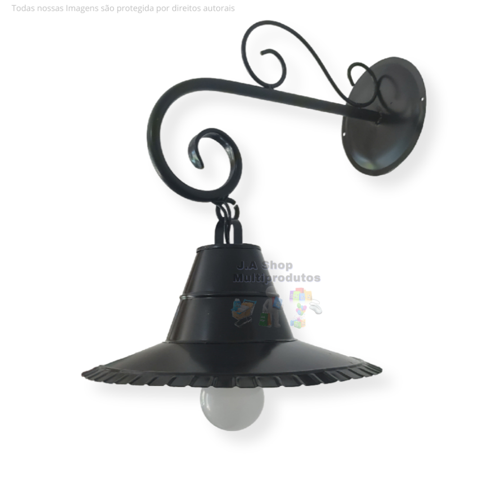 Luminária Arandela Colonial Externa de Parede Chapéu Chinês Industrial Retro Para Churrasqueira Garagem Jardim