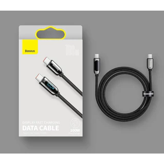 Cabo USB Tipo C Usb-c Baseus 100w Preto 2M Com Visor De Voltagem Display Carregamento Rapido Smartphone Consoles e Notebooks