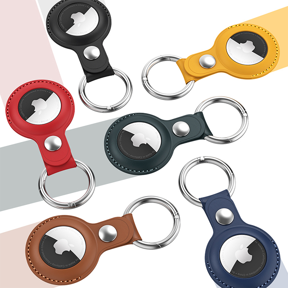 Capa Couro sintetico Tracker Locator Device, Anti-Lost Com Chaveiro Premium compativel para Apple Airtags