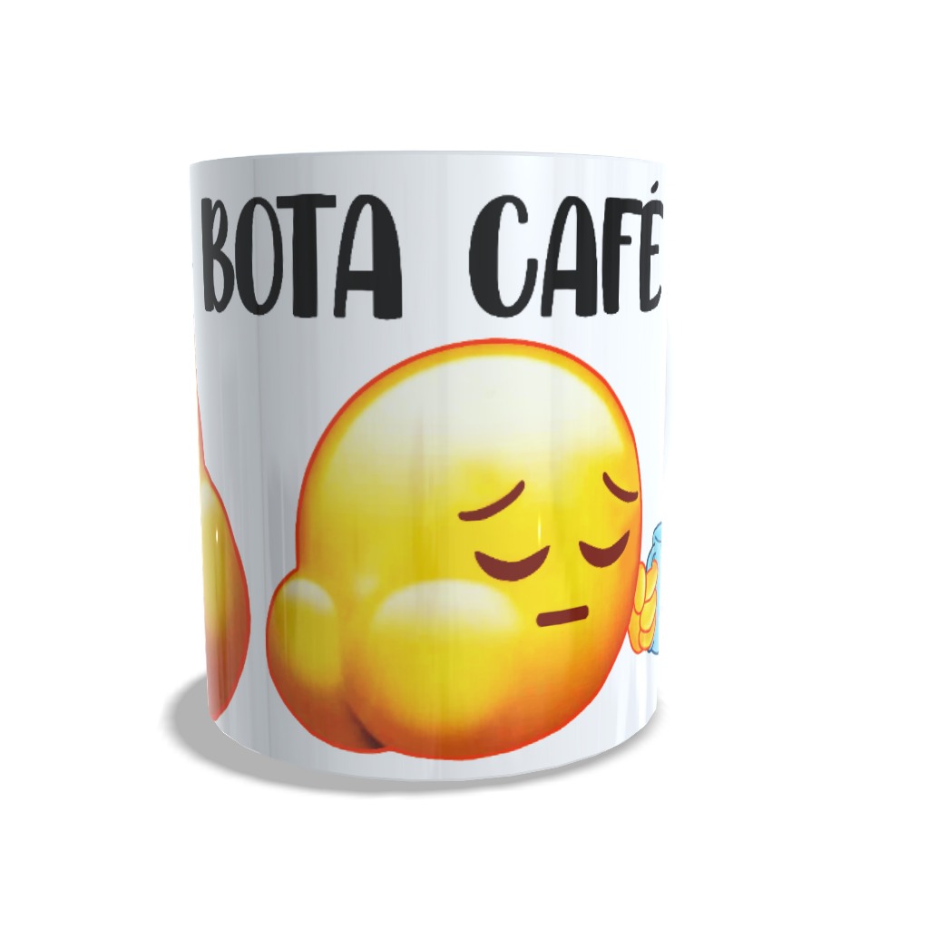 Caneca De Porcelana Meme Emoji bota café ou coquinha