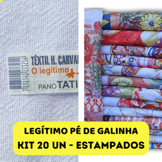 Pano Prato Pé De Galinha Tati Com Bainha Estampado Kit com 20un H.Carvalho | Legitimo | Original | Várias Estampas