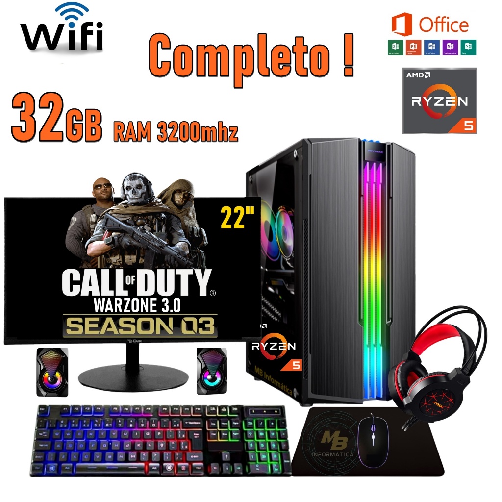 Pc Gamer G-Fire Com Kit Htg-776 AMD Ryzen 5 Pro 4650G 8Gb (Radeon Graphics  2Gb) SSD 120GB 300W