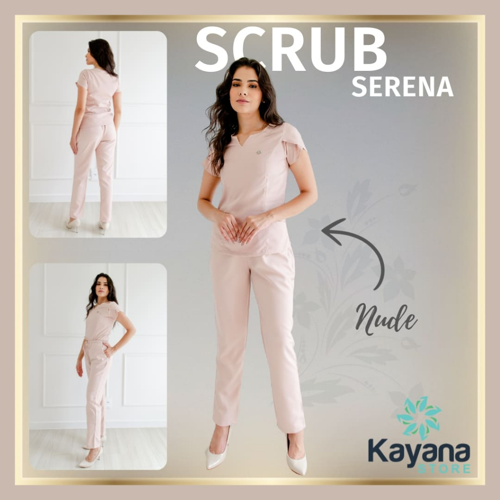 Conjunto Scrub Feminino Nude Pijama Hospitalar Cirúrgico - Modelo Serena |  Shopee Brasil