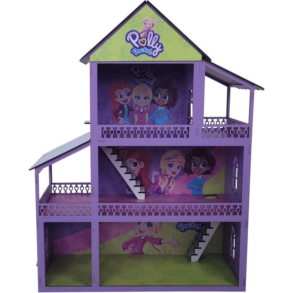 Casinha De Boneca Polly Mdf Pintada Adesivada | Shopee Brasil