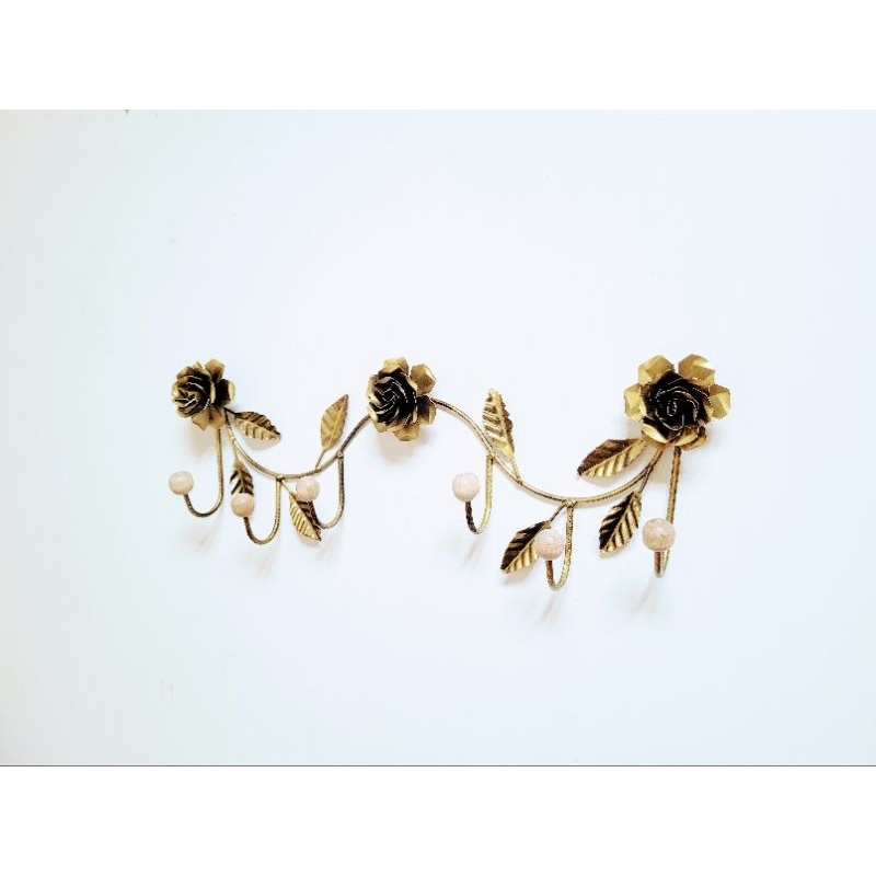 Cabideiro rustico 6 gancho com flor de ferro cabide
