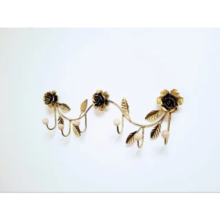 Cabideiro rustico 6 gancho com flor de ferro cabide