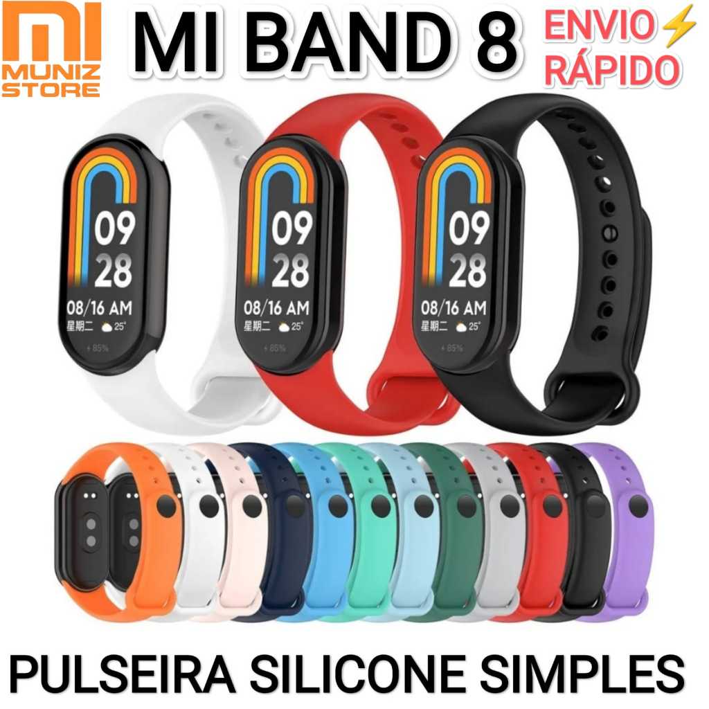 Pulseiras Mi Band 8 Correia Silicone Simples Fosca Maleável Acabamento Premium