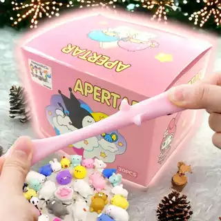 30Pçs Com Caixa Squishy Mochi Bichinho Criaturas luminoso aquáticas normal misturado Macio De Apertar TPR Silicone