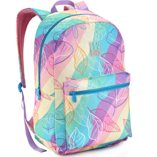 Mochila Bolsa Escolar Feminina Arco Íris 6 Bolsos - Denlex