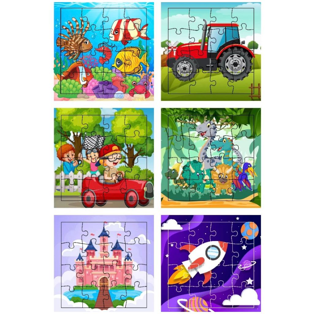 Kit 6 Jogos Quebra Cabeça Infantil em madeira Mdf 16 peças (6 unidades ...