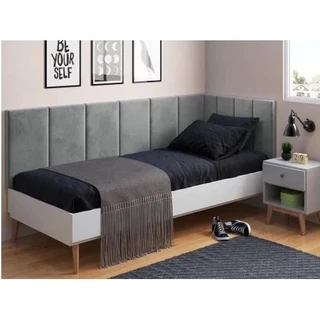 Kit Solteiro Em L Cabeceira Painel Suede Varias Cores