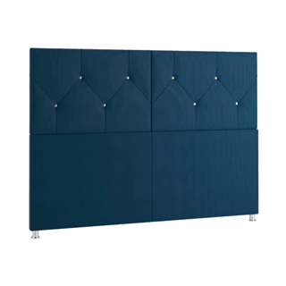Cabeceira Estofada para Cama Casal King Size 200cm com Pés e Botões Strass Cristal - BERLIM