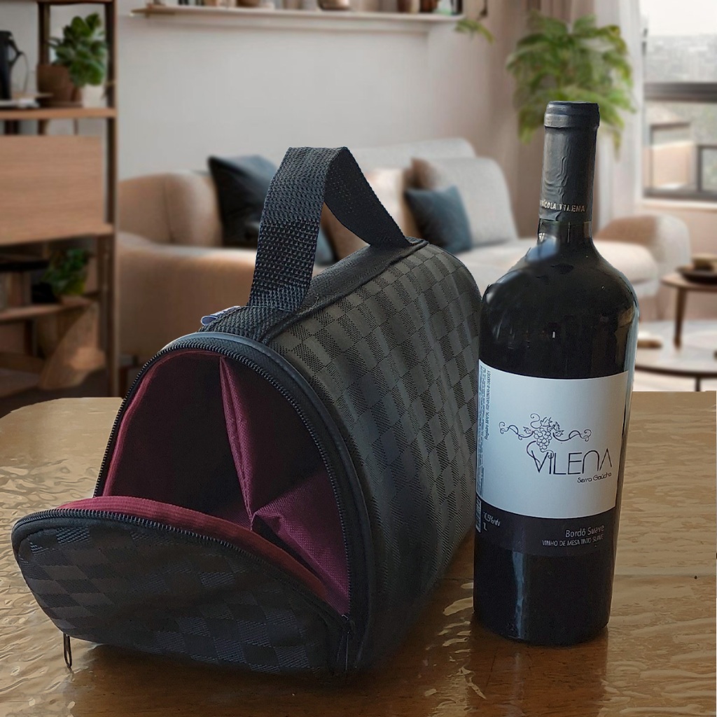 Bolsa Térmica Maleta Wine Bag Porta Vinho 3 Garrafas ou Taças ...