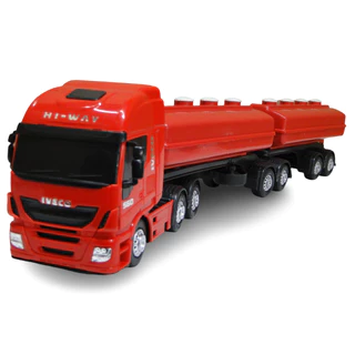 CAMINHAO TANQUE IVECO VERMELHO BITREM BRINQUEDO 7 EIXO