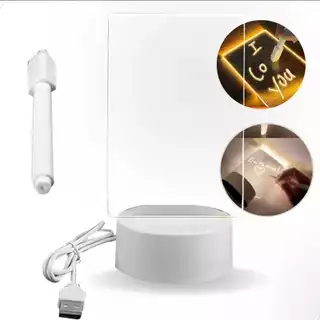 luminária abajur led mesa escritório regarregável usb quadro escrivaninha escrever lousa anotações caneta 3d