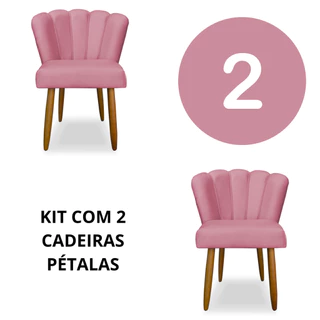 Kit Cadeira Poltrona Decorativa Pétalas De Flor Sala De Estar Recepção Decoração Design Pétalas Veludo Pés Palito