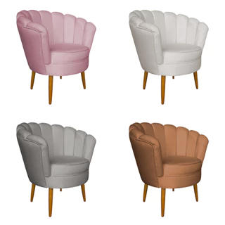 Poltrona Decorativa Pétalas De Flor Sala De Estar Recepção Quarto Decoração Design Pétalas Pés Palito Veludo