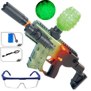 Brinquedo Automático Lança Dispara Bolinha De Gel Neon Orbez Brilha no Escuro Elétrico Recarregável C/ Óculos de Proteção e Silenciador