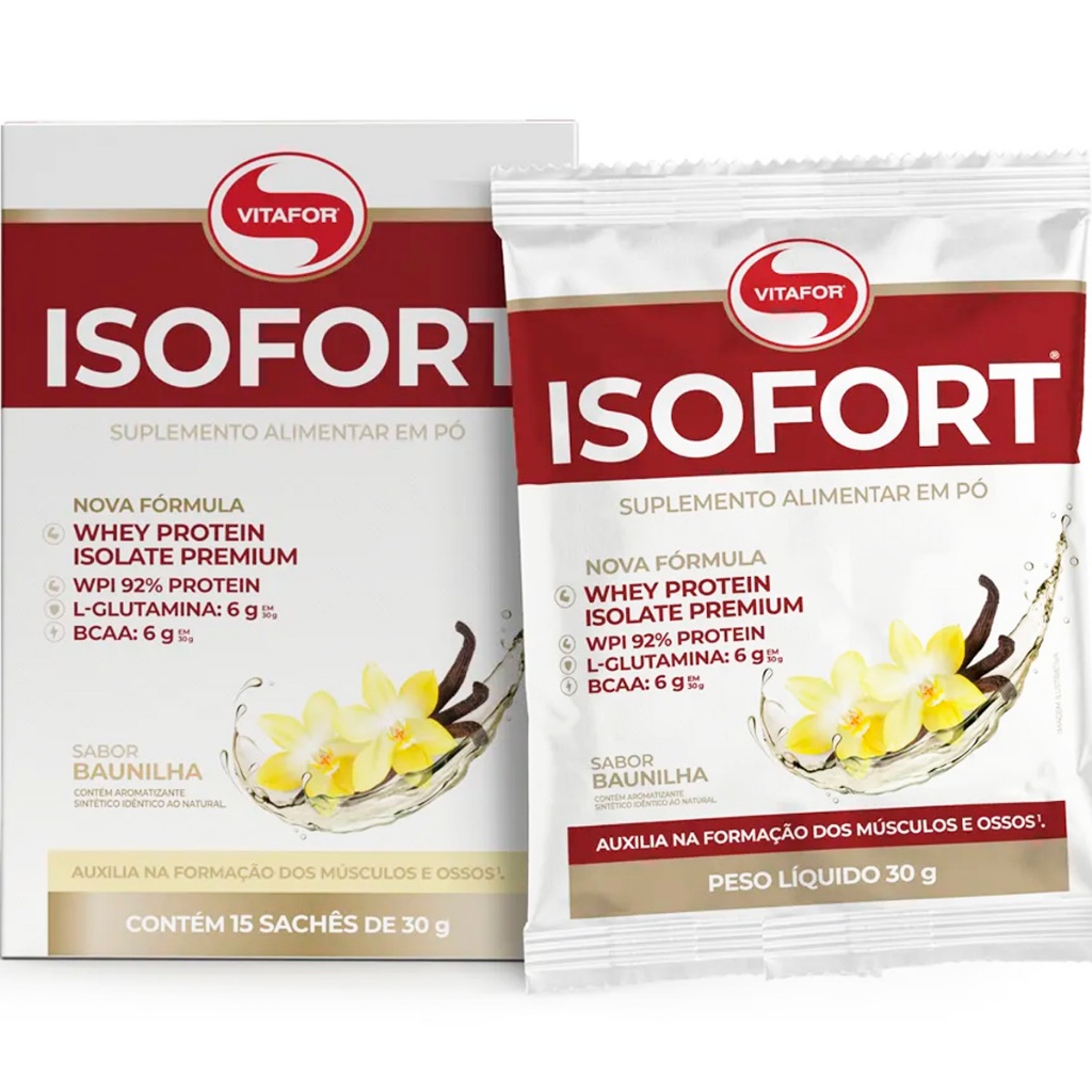Isofort 15 Sachês Whey Protein Isolado Premium Original Vitafor